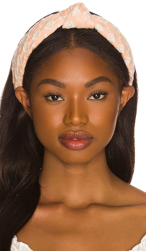 Lele Sadoughi Daisy Eyelet Knotted Headband in Peach Blossom  display picture 1