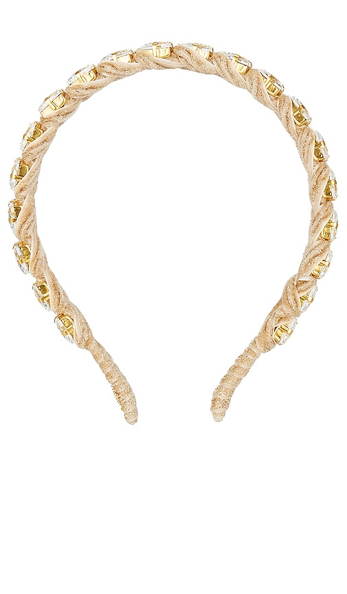 Shop Lele Sadoughi Square Crystal Strand Headband In Gold