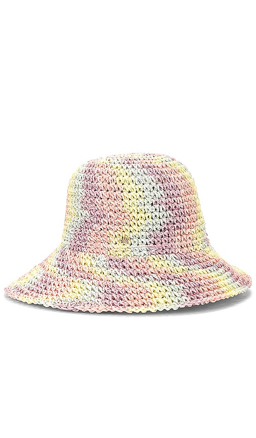 Lele Sadoughi Raffia Rainbow Bucket Hat in Pastel Playa 