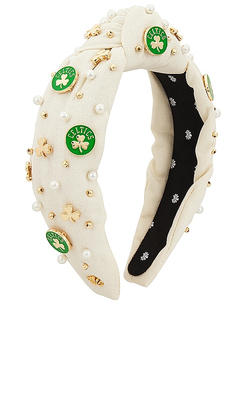 Shop Lele Sadoughi X Nba Boston Celtics Embellished Headband In 象牙白