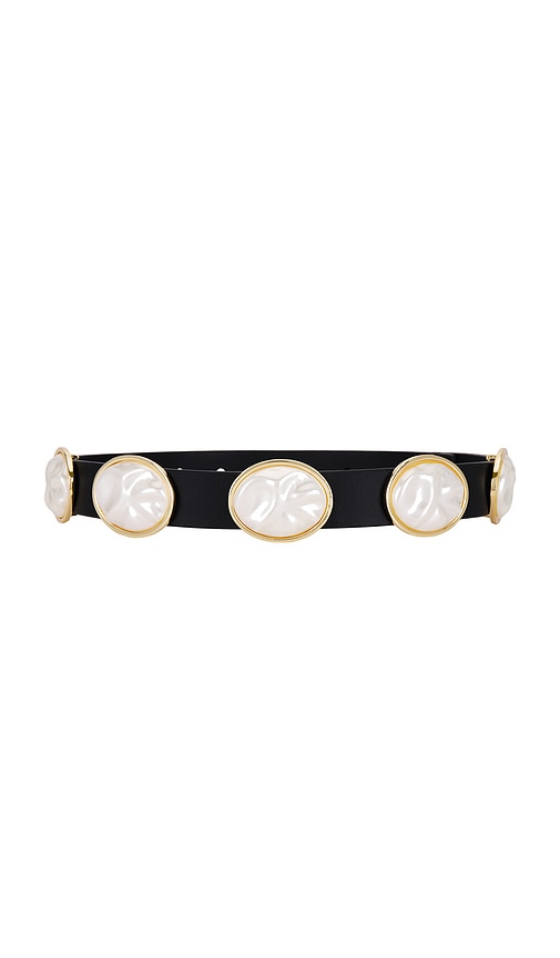 Shop Lele Sadoughi Oval Pearl Station Belt In Jet