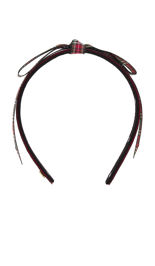 Shop Lele Sadoughi Plaid Bardot Headband In Black