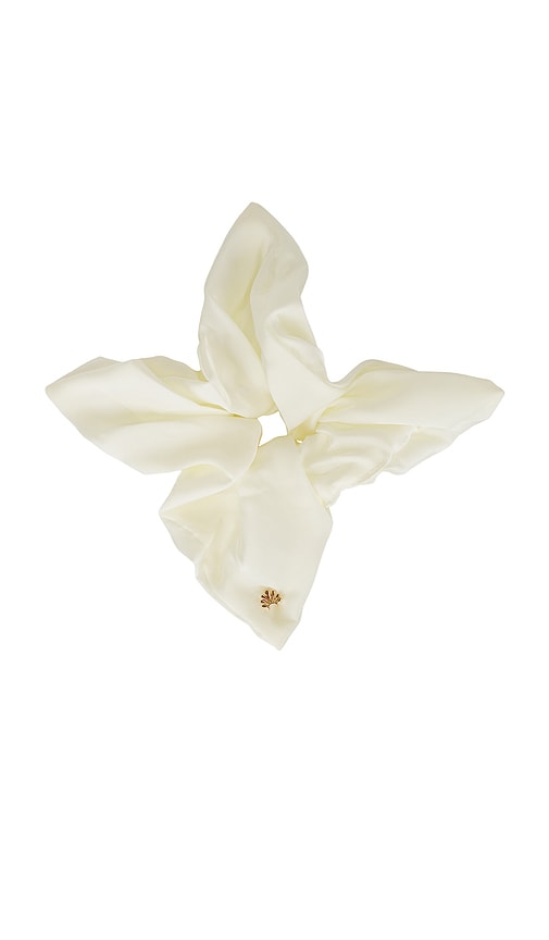 Square Silk Scrunchie in Ivory.