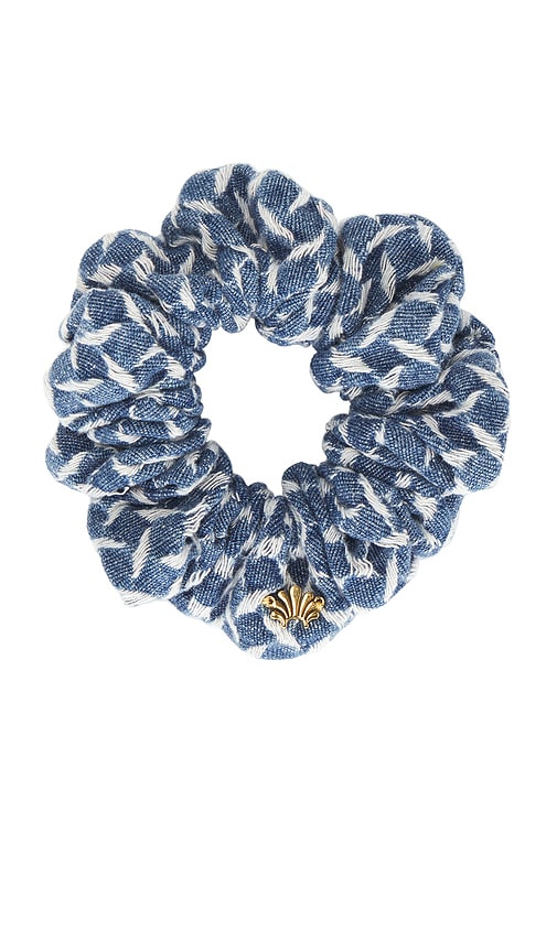 Lele Sadoughi Lattice Denim Scrunchie In Blue