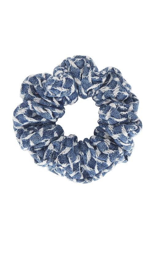 Lele Sadoughi Lattice Denim Scrunchie In Blue