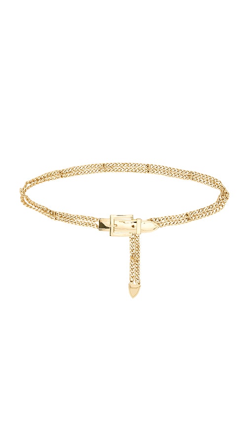 Lele Sadoughi Buckle Chain Belt In Gold