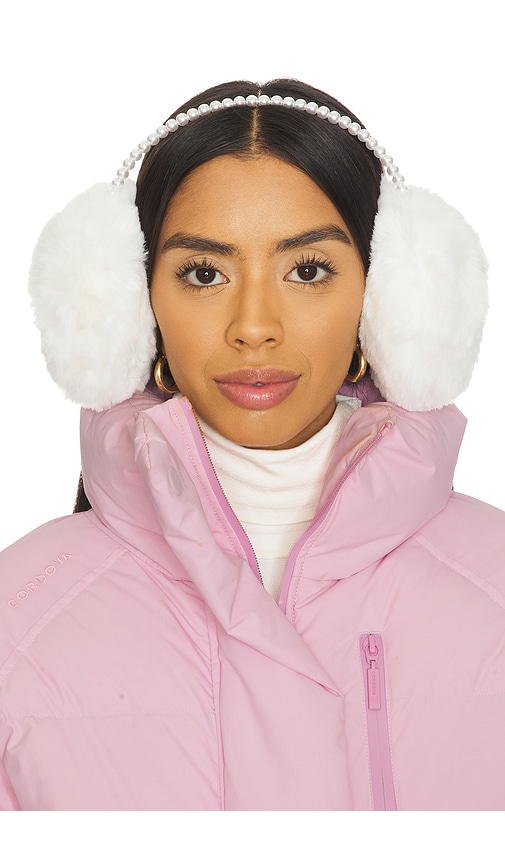 Lele Sadoughi Faux Fur Pearl Earmuffs In White