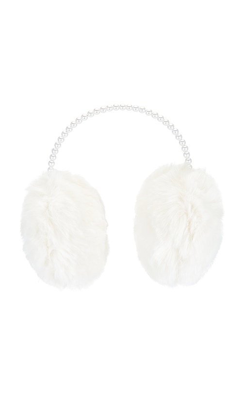 Lele Sadoughi Faux Fur Pearl Earmuffs In White
