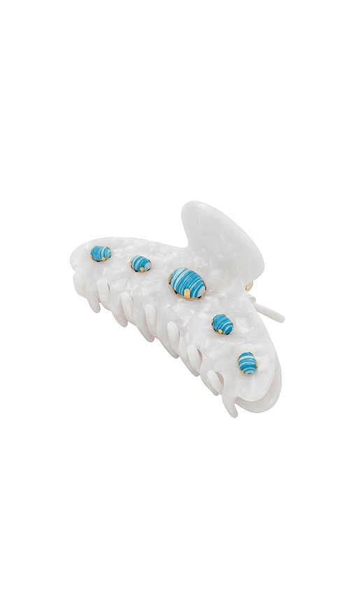 Lele Sadoughi Large Cabochon Claw Clip in White.