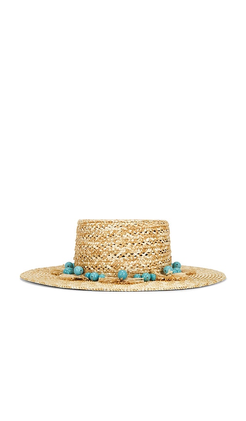  Lele Sadoughi Strohhut Poms In Neutral,teal. 