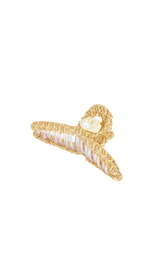 Lele Sadoughi Raffia Shell Claw Clip In Brown