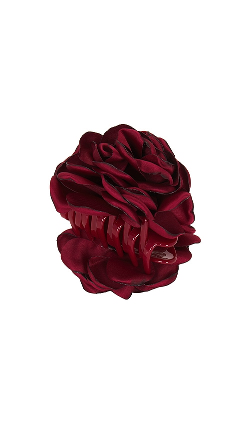 Lele Sadoughi Peony Flower Claw Clip in Burgundy.