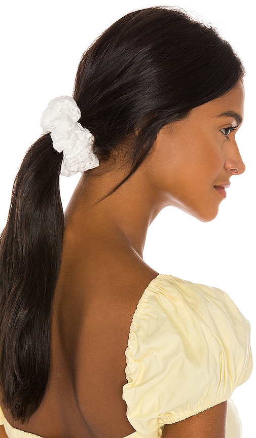 Click to view more detailed imagery on our partner's website Lele Sadoughi Oversized Scrunchie In White Eyelet