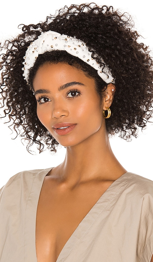 NWT! Lele Sadoughi Pearl Embellished Knotted Headband - Ivory LELE-WA321_V1.jpg main image 3