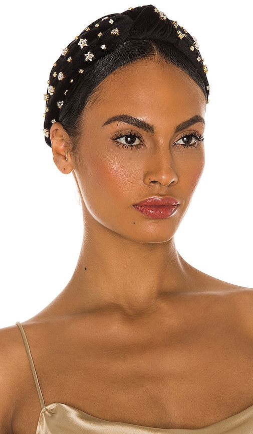 Lele Sadoughi Starry Night Knotted Headband in Jet | REVOLVE