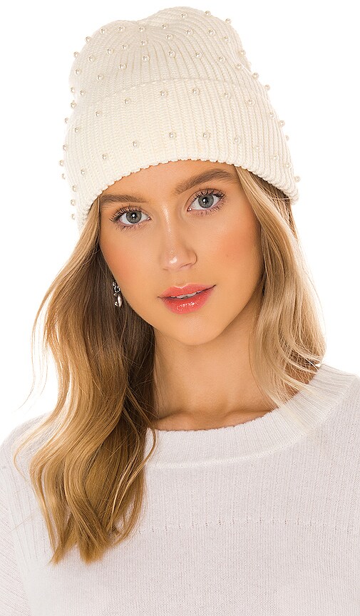 Lele Sadoughi Pearl Striped Ivory Knit Hat OS Lele Sadoughi Hat | eBay main image 2
