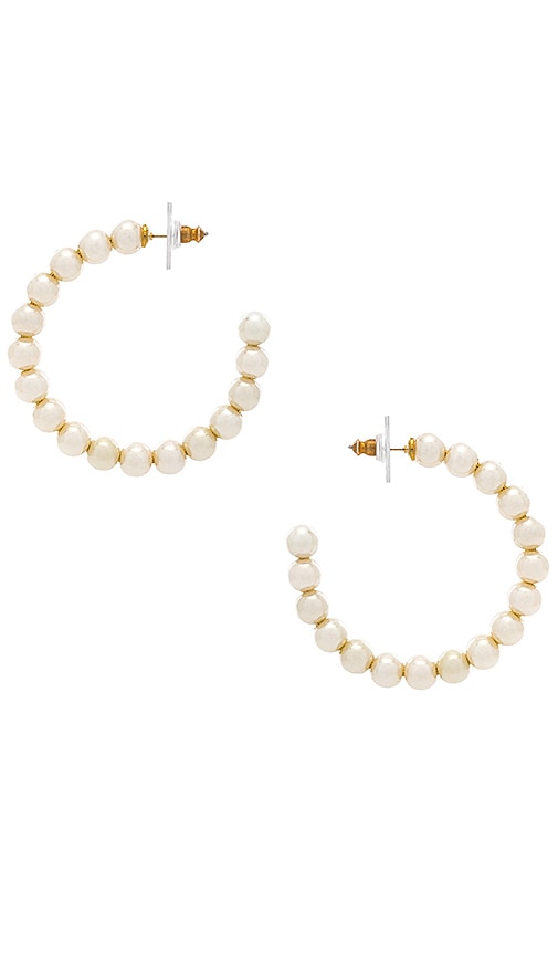 Lele Sadoughi Pearl Hoop Earrings in Pearl | REVOLVE