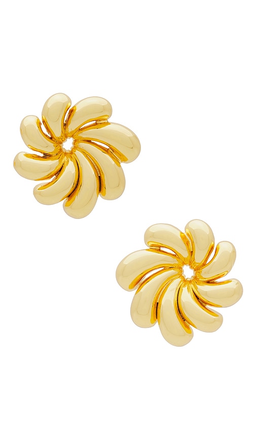 Shop Lele Sadoughi Pinwheel Flower Button Earrings In Metallic Gold