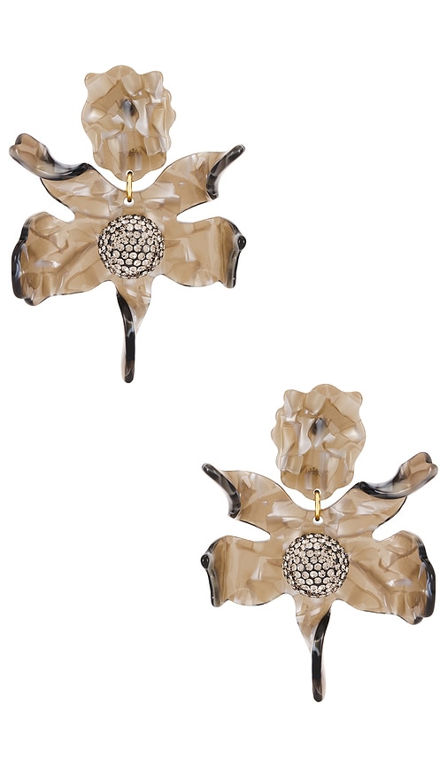 Shop Lele Sadoughi Crystal Lily Earrings In 鲍鱼色