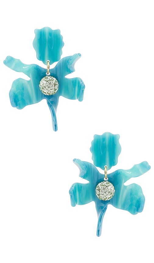 Small Crystal Lily Earring in Blue.