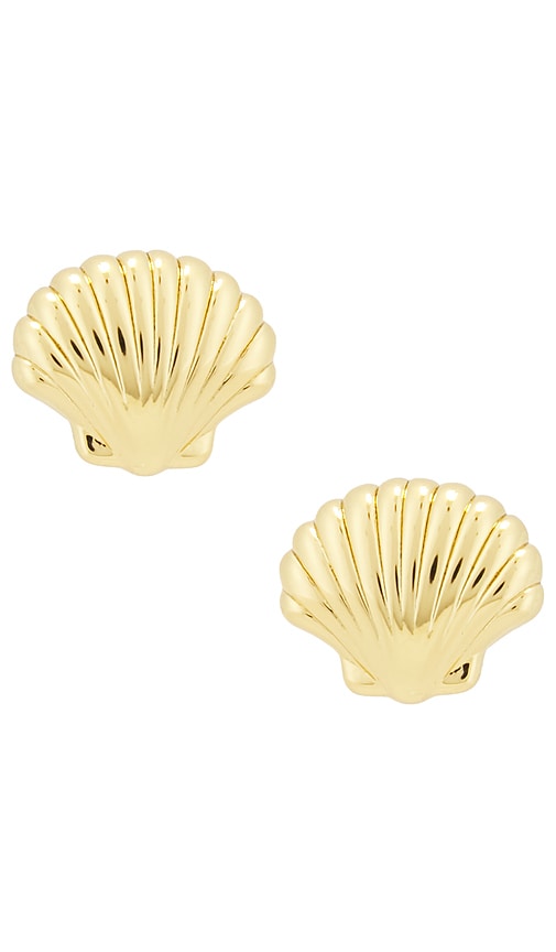 Coquille Stud Earrings in Metallic Gold.
