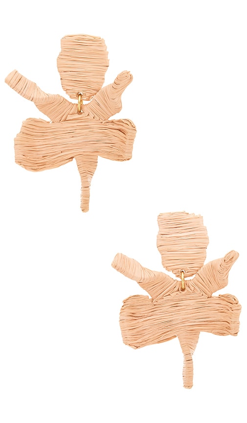 Raffia Paper Lily Earring in Cream.