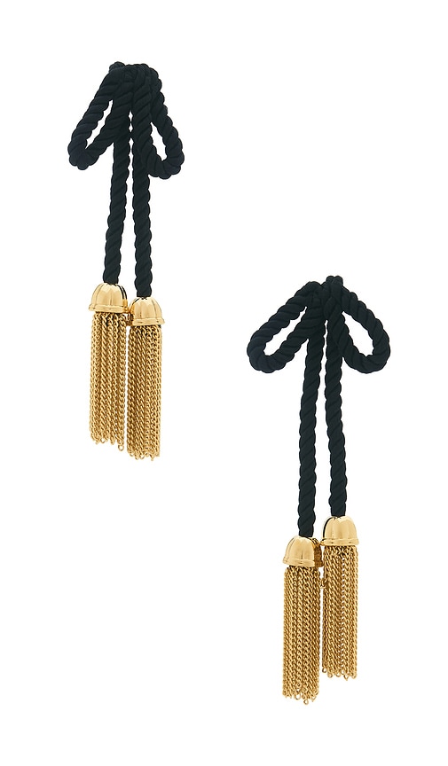 Lele Sadoughi Jet Bow Tassel Drop Earrings In Gold