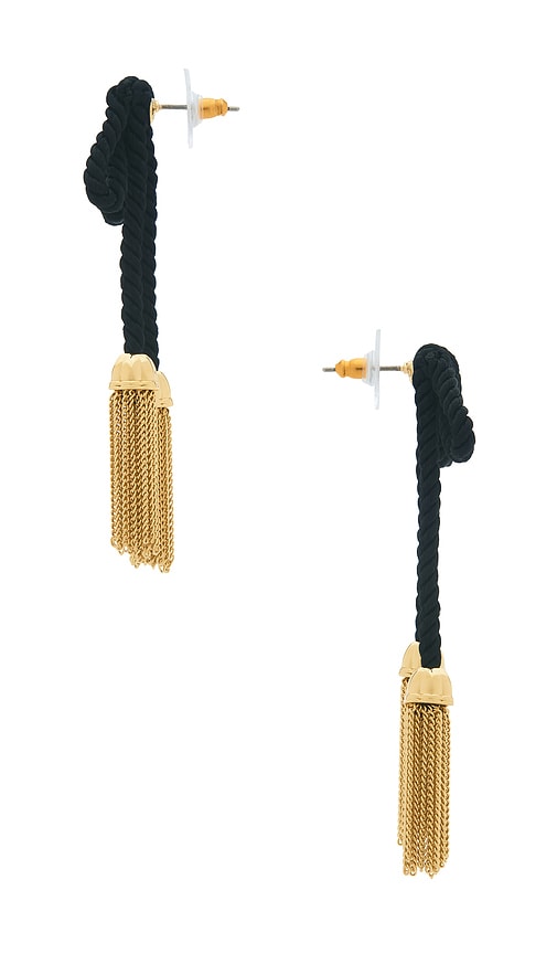 Lele Sadoughi Jet Bow Tassel Drop Earrings In Gold