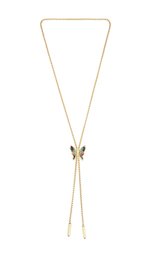 Lele Sadoughi Wild Butterfly Bolo Necklace in Metallic Gold.