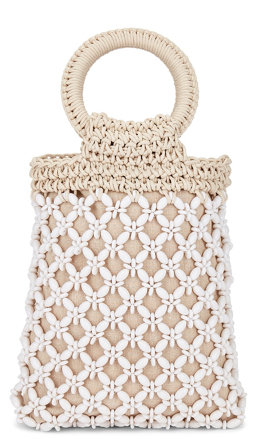 Lele Sadoughi Beaded Crochet Mini Tote in Beachcomber