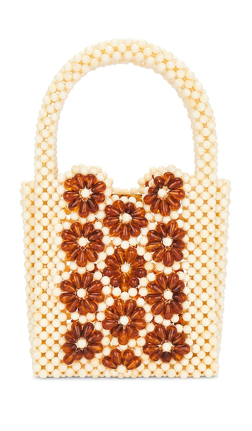 Shop Lele Sadoughi Daisy Beaded Mini Bag In Cream