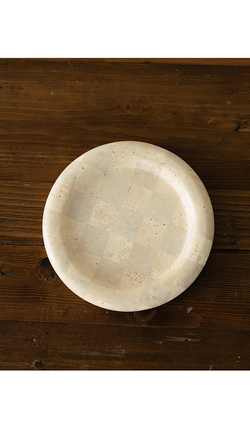  Lauren Elizabeth Travertine Checkered Tray In Beige. 