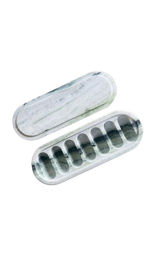 X Revolve Green Jade Marble Pill Box