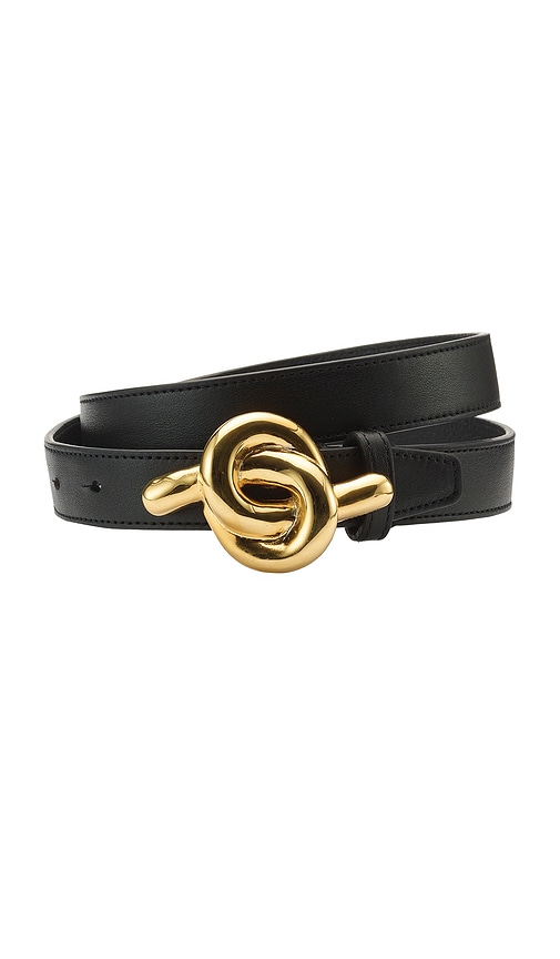 Lelet Ny Glossy Knot Leather Belt In Black