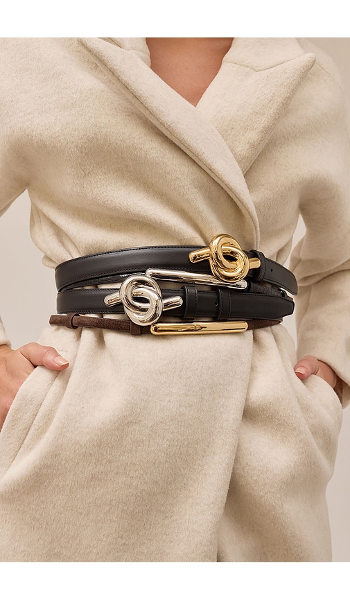 Lelet Ny Glossy Knot Leather Belt In Black