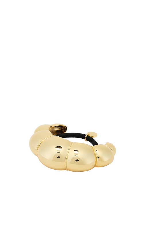 Glossy Croissant Pony Cuff in Metallic Gold.