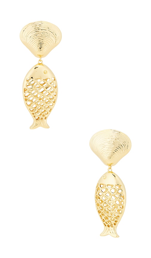 Shelby Earrings in Metallic Gold.
