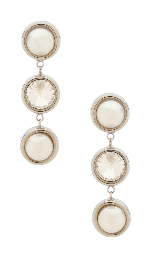 Lelet Ny Clare Crystal And Pearl Linear Earrings In Silver