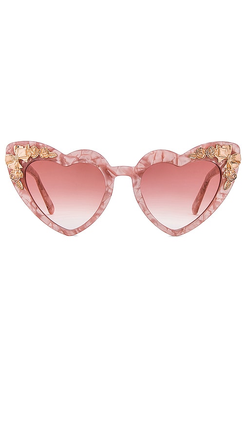 Loveshack Fancy \'Amalia\' Sunglasses LoveShackFancy Amalia Heart Shape Sunglasses, 53mm  main image 2