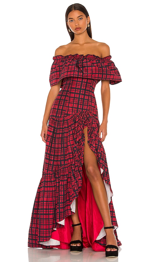 House of holland gingham 2024 off the shoulder dress