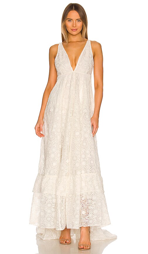 Loveshackfancy Devyn Broderie Anglaise Organza Gown In Ivory