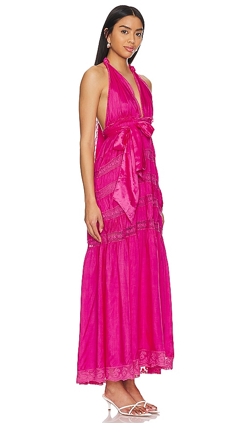 Shop Loveshackfancy Vendima Dress In Fuschia Glow