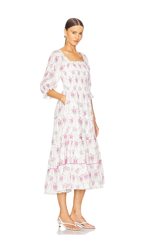 Loveshackfancy Rigby Floral Smocked Midi Dress In Rose Picnic