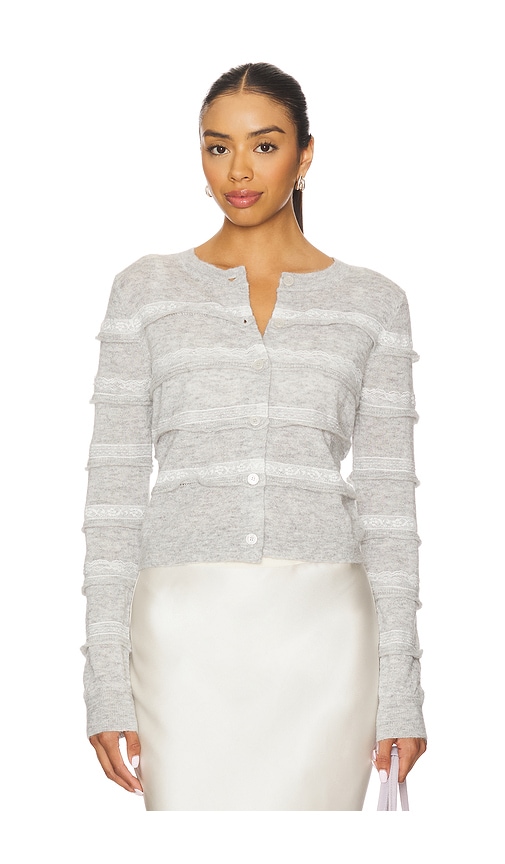 Loveshackfancy Claralise Lace Accent Cardigan In Multi