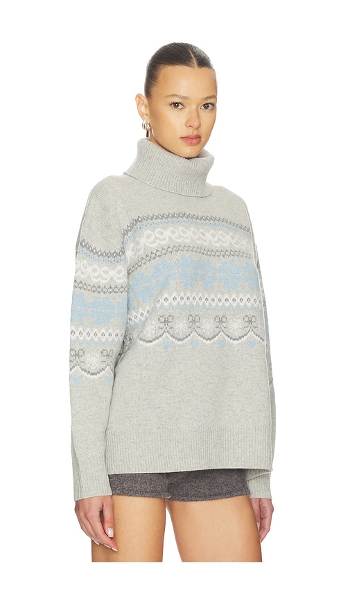 Loveshackfancy Mirin Wool Fair Isle Turtleneck Sweater In Gray
