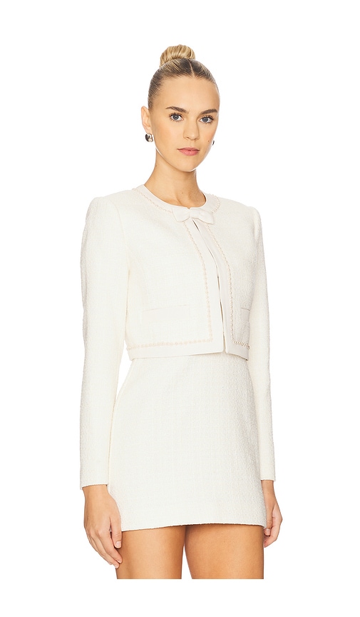 Loveshackfancy Ralphette Beaded Tweed Jacket In White