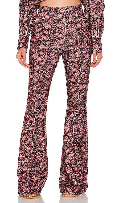 LoveShackFancy Meyerson Flared Pant in Blushing Berries