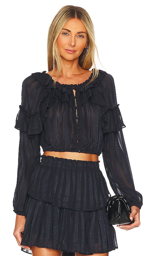 LoveShackFancy midnight ruffle store popover top