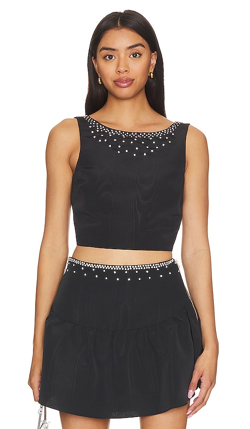 LoveShackFancy Kanoa Crop Top in Black