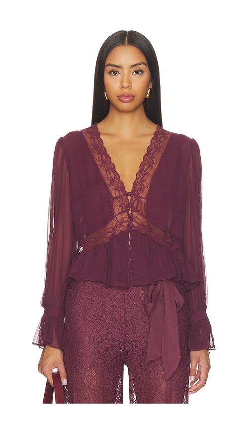 Thessira Top by Love Shack Fancy in Faded Merlot